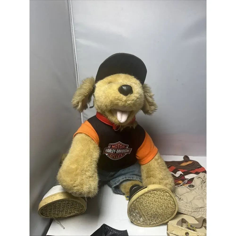 Harley Davidson Faux Leather Jackets Pair Of Build A Bear Puppies & 3 Outfits